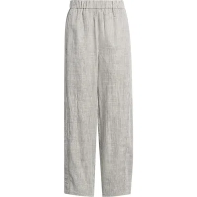 Eileen Fisher Stripe Linen Blend Ankle Pants In Gray