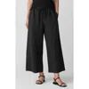 Eileen Fisher Stripe Organic Cotton Blend Crop Wide Leg Pants In Black