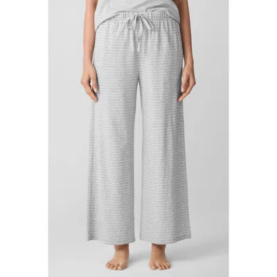 Eileen Fisher Stripe Organic Cotton Wide Leg Sleep Pants In Dark Pearl