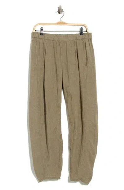 Eileen Fisher Stripe Organic Linen Lantern Pants In Brown
