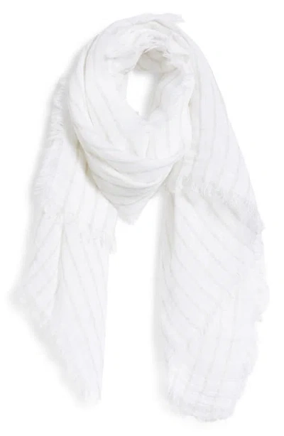 Eileen Fisher Stripe Organic Linen Scarf In White