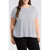 Eileen Fisher Stripe Organic Linen T-shirt In Gray