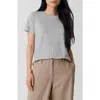 Eileen Fisher Short Sleeved Boxy Top In White/black