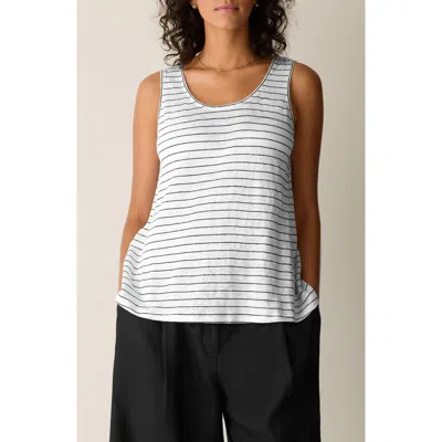 Eileen Fisher Stripe Organic Linen Tank In White