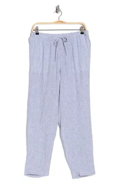 Eileen Fisher Stripe Organic Linen Tapered Ankle Pants In Multi