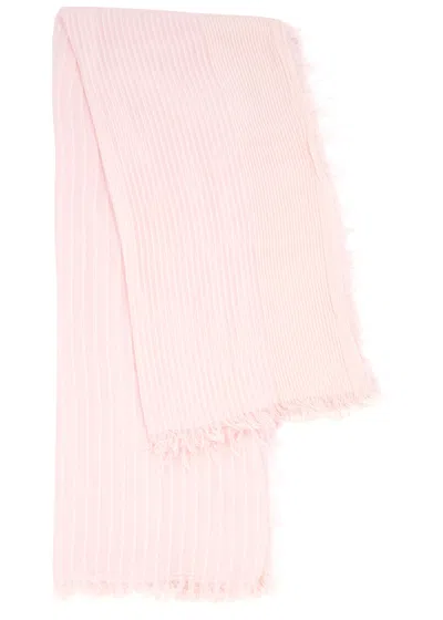 Eileen Fisher Striped Fine-knit Scarf In Pink