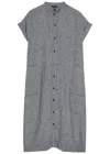 Eileen Fisher Pinstripe Short Sleeve Organic Linen Shift Dress