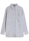 Eileen Fisher Classic Collar Oversize Organic Linen Button-up Shirt In Gray