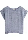Eileen Fisher Striped Linen T-shirt In Gunmetal