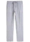Eileen Fisher Striped Linen Trousers In Gray