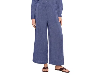 Eileen Fisher Striped Organic Cotton Gauze Ankle Pants Women's Clothing Deep Dive: Lg 27 In Blue
