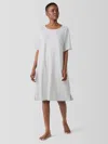 Eileen Fisher Striped Organic Cotton Interlock Sleep Dress In Brown