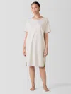Eileen Fisher Striped Organic Cotton Interlock Sleep Dress In Neutral