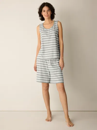 Eileen Fisher Striped Organic Cotton Jersey Sleep Set In Agave