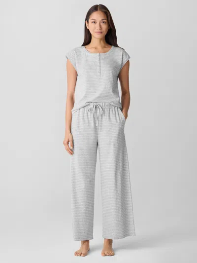 Eileen Fisher Striped Organic Cotton Jersey Wide-leg Sleep Pant In Multi