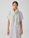 Eileen Fisher Striped Organic Cotton Mesh Scarf In White