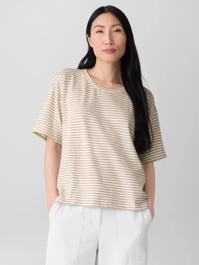Eileen Fisher Striped Organic Cotton Slub Box-top In Neutral