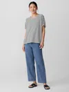 Eileen Fisher Striped Organic Cotton Slub Box-top In White