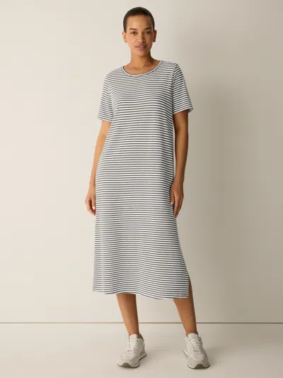 Eileen Fisher Striped Organic Cotton Slub Tee Dress In Multi