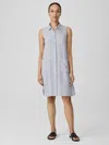 Eileen Fisher Striped Organic Linen Crinkle Sleeveless Shirtdress In Multi