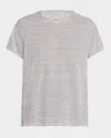 Eileen Fisher Striped Organic Linen Jersey T-shirt In Whiteblack