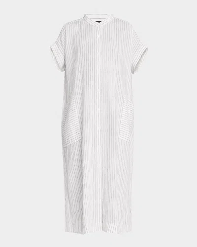 Eileen Fisher Striped Organic Linen Midi Dress