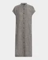 Eileen Fisher Striped Organic Linen Midi Dress