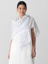 Eileen Fisher Striped Organic Linen Scarf In Blue