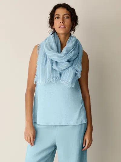 Eileen Fisher Striped Organic Linen Scarf In Breeze