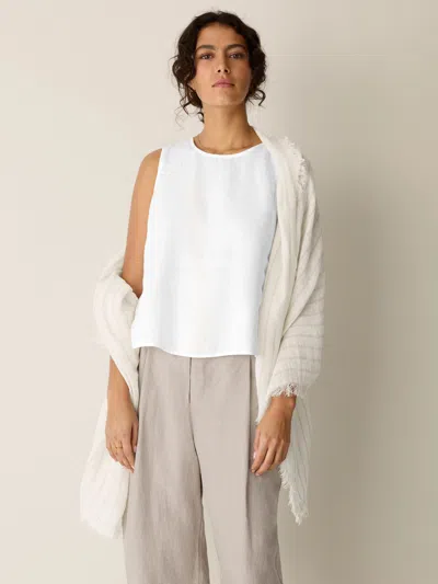 Eileen Fisher Striped Organic Linen Scarf In Wheat