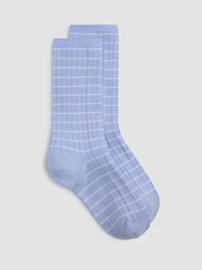 Eileen Fisher Striped Rib Trouser Sock In Blue