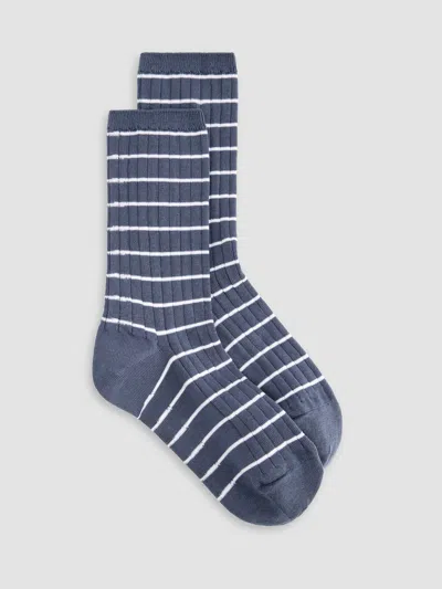 Eileen Fisher Striped Rib Trouser Sock In Blue