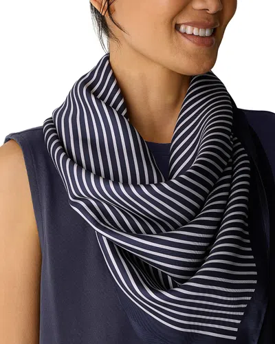 Eileen Fisher Striped Silk Twill Printed Bandana In Black