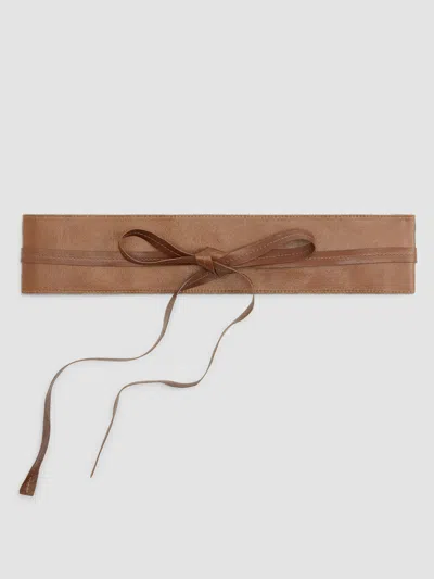 Eileen Fisher Suede And Leather Reversible Belt In Saddle