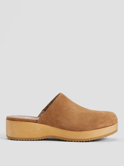 Eileen Fisher Suede Clog In Brown
