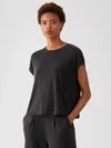 Eileen Fisher Sueded Cupro Knit Boxy Top In Black