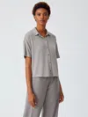 Eileen Fisher Sueded Cupro Knit Short-sleeve Shirt In Gray