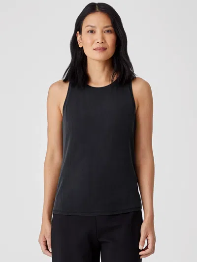 Eileen Fisher Traceable Cotton Jersey Round Neck Tank In Blue