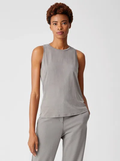 Eileen Fisher Sueded Cupro Knit Slim Tank In Gray