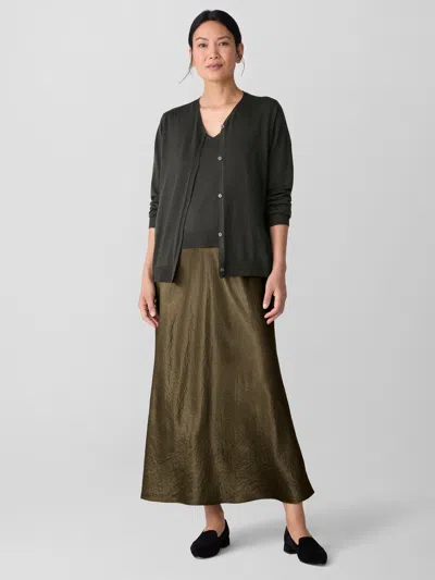 Eileen Fisher Superfine Merino Cardigan In Regenerative Wool In Biscuit