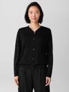 Eileen Fisher Superfine Merino Cardigan In Regenerative Wool In Black