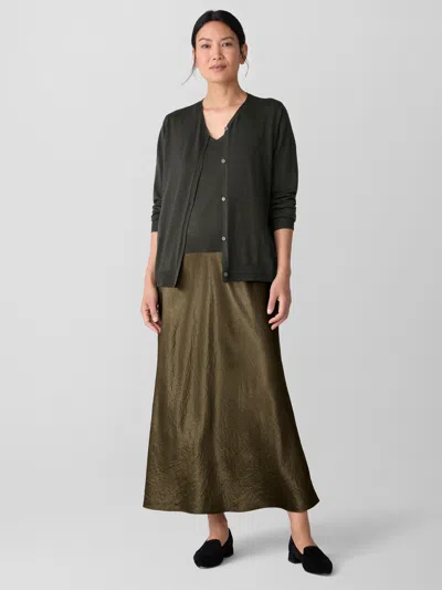 Eileen Fisher Superfine Merino Cardigan In Regenerative Wool In Green