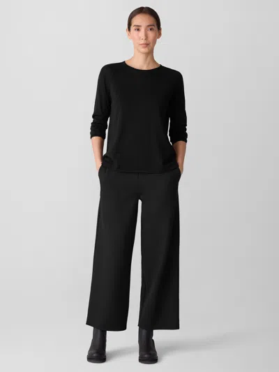 Eileen Fisher Superfine Merino Crew Neck Top In Regenerative Wool In Animal Print