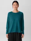 Eileen Fisher Superfine Merino Crew Neck Top In Regenerative Wool In Blue