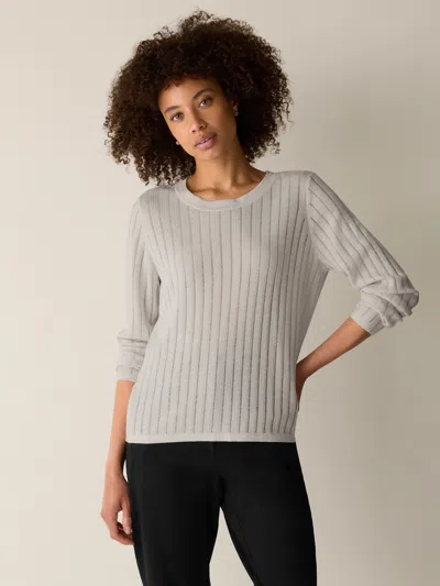Eileen Fisher Superfine Merino Crew Neck Top In Regenerative Wool In Gray