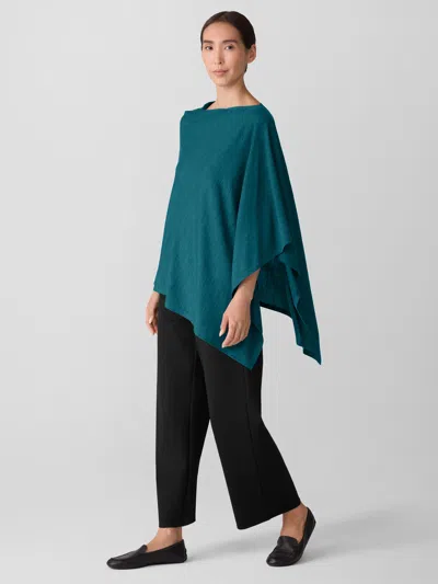 Eileen Fisher Superfine Merino Poncho In Regenerative Wool In Green