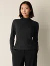 Eileen Fisher Superfine Merino Turtleneck Top In Regenerative Wool In Black