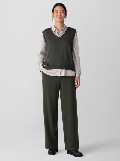 Eileen Fisher Superfine Merino Vest In Regenerative Wool In Biscuit