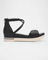 Eileen Fisher Suvi Crisscross Grip Wedge Sandals In Black