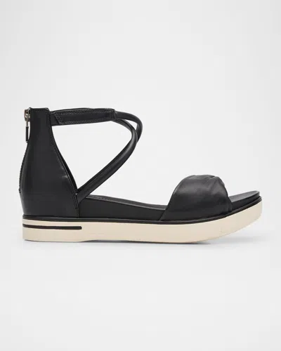 Eileen Fisher Suvi Crisscross Grip Wedge Sandals In Black